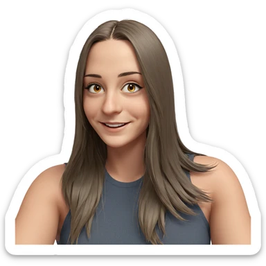 smiling girl with long hair sticker