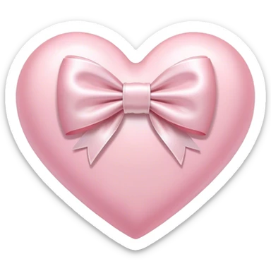 Pastel pink heart with white bow sticker