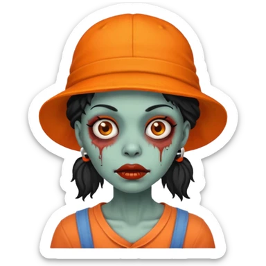 zombie black woman in orange hats sticker