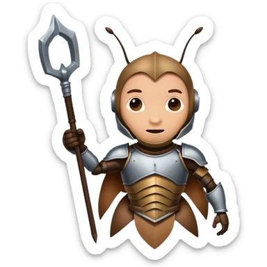 Ant wearing armor raises sign "Got STAM?" sticker