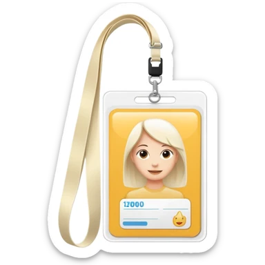 a blank id card with long looped cream lanyard sticker