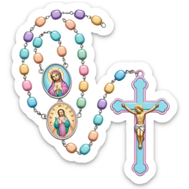 jolie chapelet catholique multicolore pastel sticker