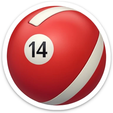 The number 14 on a red pool ball sticker
