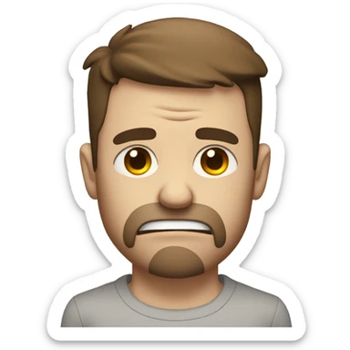 Sad, crying White Man with brown hair lifting weights sticker