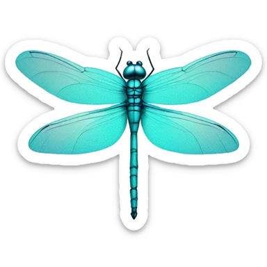Neon aqua blue dragonfly  sticker
