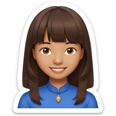 Brown-skinned Asian girl with straight brown hair and bangs  sticker