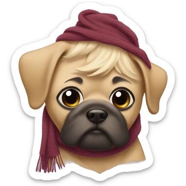 Mops wearing a scarf  sticker