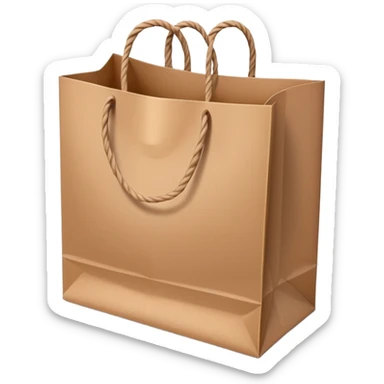 A paper shopping bag with twisted handles and slight crinkles sticker