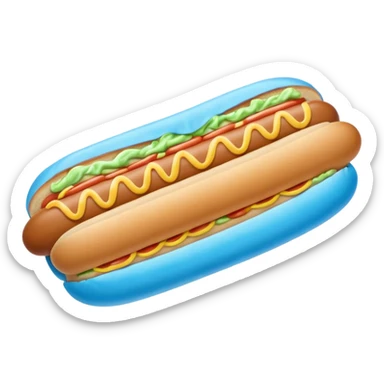 a blue hotdog bun with a minty colored hotdog in the middle of it sticker