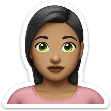 Light skin fat girl with green eyes straight black hair sticker