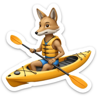 Humanoid coyote on a kayak sticker