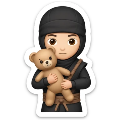 Ninja with teddy bear toy  sticker