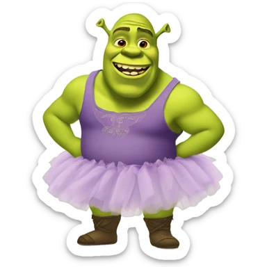 shrek wearing a tutu sticker