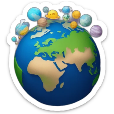 a planet with countries made of paper sticker