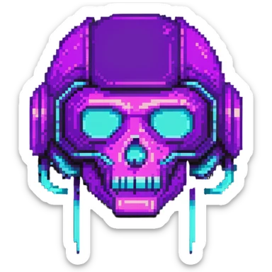 futuristic cyberpunk pixel art icon, vivid neon colors purple magenta cyan, minimal expressive design, 32x32, centered, high contrast, transparent background, no text, suitable for dark background, requested by user symbol sticker