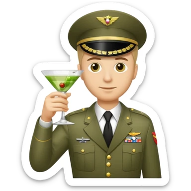 military man with a martini glass sticker