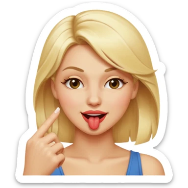 blonde woman, winking and biting her finger, seductive expression emoji sticker