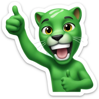 Green Panther thumbs up sticker