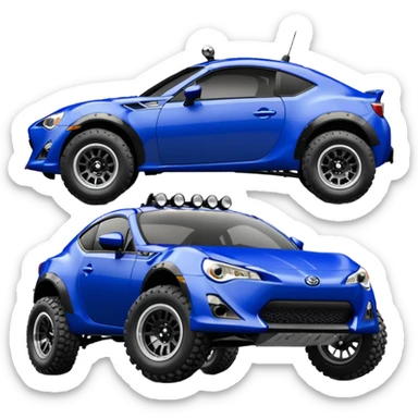 Dirty raced 2013 scion fr-s ultramarine off road 4wd monster Baja dessert stadium racer number 86 with long travel suspension and mirror chrome spoke wheels  sticker