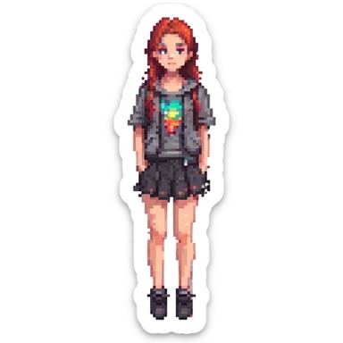 full body modern teenage girl sticker