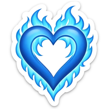 Emoji style Blue fire heart  sticker