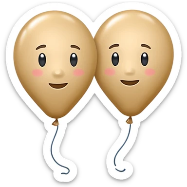 Two beige balloons left up, right down sticker