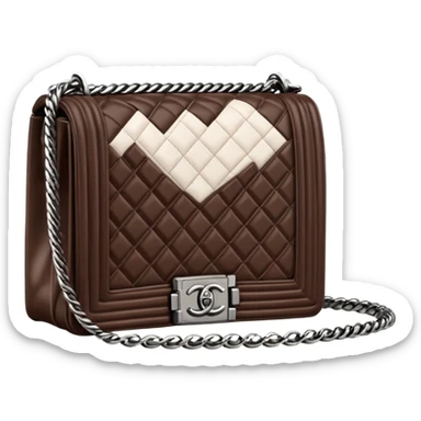 chanel le boy deep chocolate brown color bag sticker