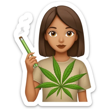 Girl with cool top and a HUGE weed blunt sticker