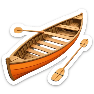 Rowing boat on sunset with pontoon in the background sticker