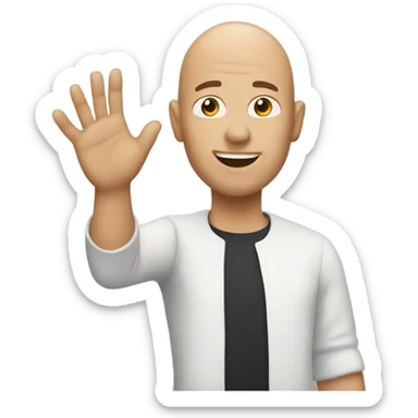bald guy raising one hand sticker