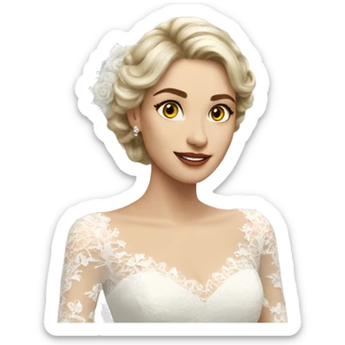 Long sleeve lace wedding dress sticker