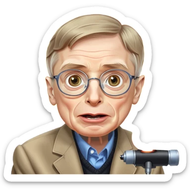 make an emoji of stephen hawking smoking weed, rolling his eyes like undertaker and spitting flames, with laser eyes  sticker