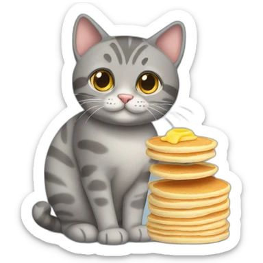 grey cat tabby with pancake sticker
