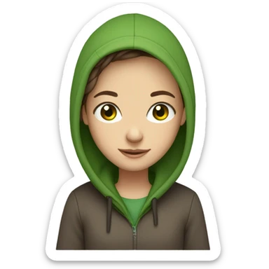 A light brunette girl with green eyes with hoodie hugging a man without hair sticker