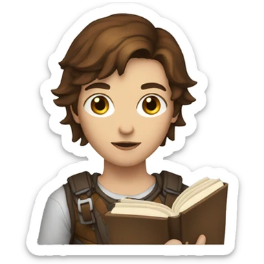 human rogue with brown hair holding a book  sticker