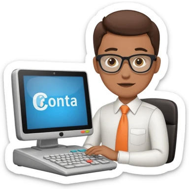 imagenes de una contador en caricatura, con una computadora y mencione conta 365 sticker