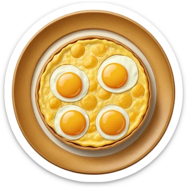 Round spanish potato omelet no plate, plain ok top no toppings nor yolks sticker