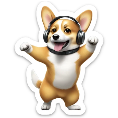 Corgi is jaming over beats sticker