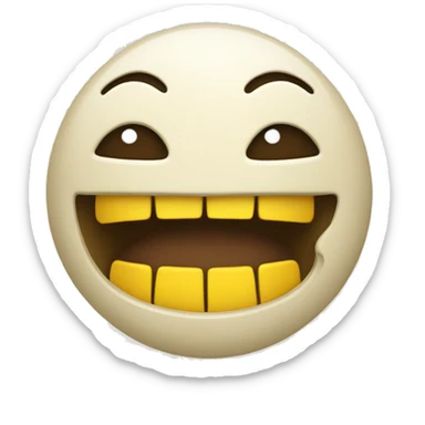 Smiling emoji with yellow bone in mouth sticker