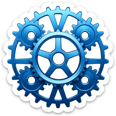 gear icon with interconnected nodes forming a workflow pattern sticker