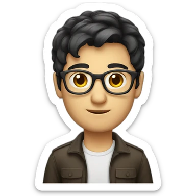 italian geek, short dark hair sticker