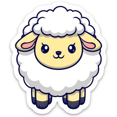dreamy pastel blue sheep with fluffy wool and sleepy expression, like from a dream sticker