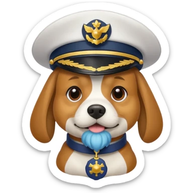 dog wearing a captain's hat sticker