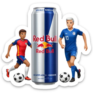 Red bull energy drink imogi for soccer players playing soccer sticker