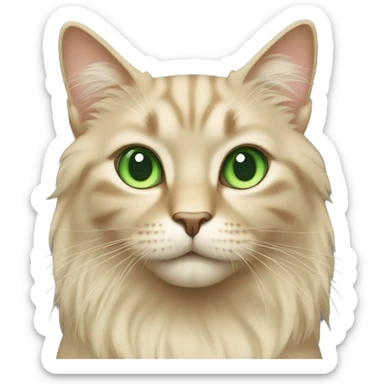 Beige cat with green eyes long hair sticker