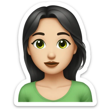 Lovers. Girl black hair square green eyes plump lips kisses a boy brown hair green eyes plump lips. Around peaches sticker