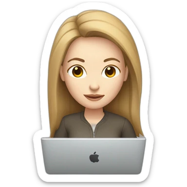 woman on a computer seen behind pale skin brown hair sticker