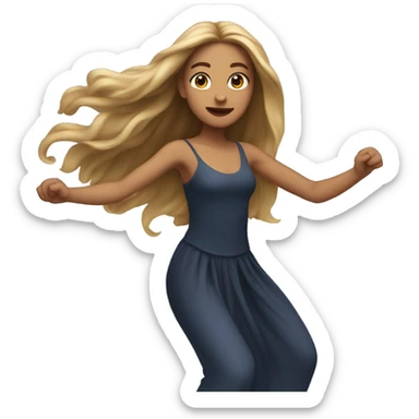 Woman with long hair dancing sticker
