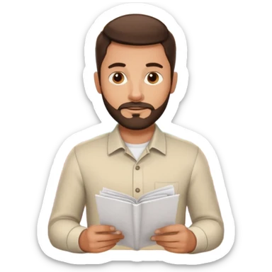 Brunette Guy with very short beard at a restuarant sticker