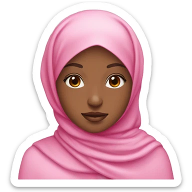 girl in pink hijab with pink peonies sticker